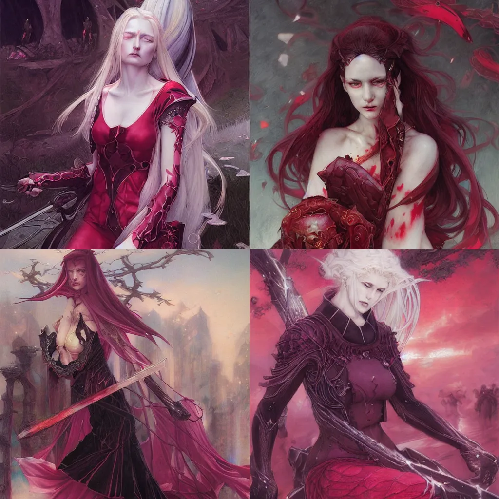 Prompt: Shalltear Bloodfallen by Edgar Maxence and Ross Tran and Michael Whelan