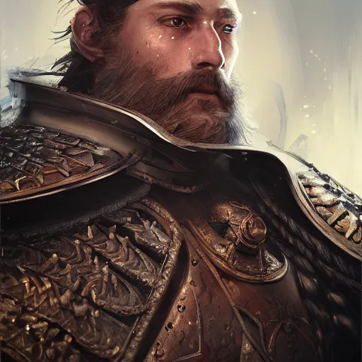 Image similar to close up portrait of emperor karl franz in renaissance armor, by cedric peyravernay and feng zhu, highly detailed, excellent composition, cinematic concept art, dramatic lighting, trending on artstation