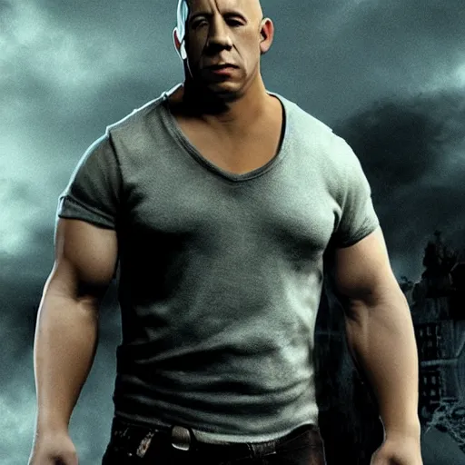 Image similar to vin diesel as a ghost in the video game phasmophobia