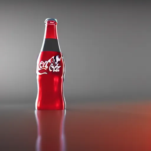 Image similar to bottle of coca - cola, droplets flow down the bottle, soft warm light, ultra quality, super detail, play of light, yellow light shining through, focus unreal engine 5,