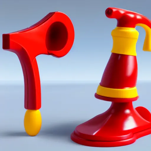 Image similar to product photo of the fisher price toy great axe, octane render, unreal engine 5, light transport simulation