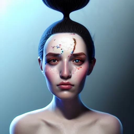 Image similar to portrait cake head woman, digital art, cinematic, ultradetail, 8k, painting, imaginefx, trending on artstation