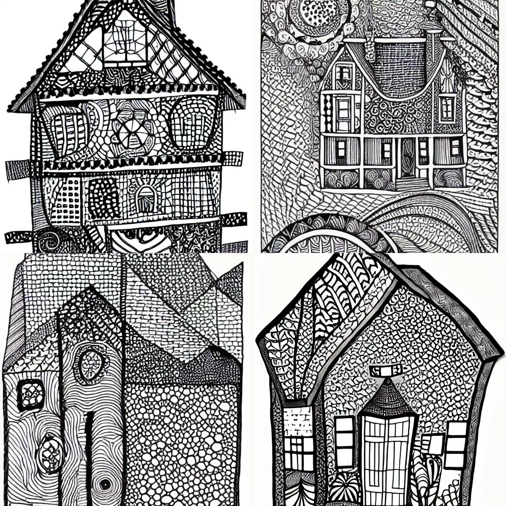 Prompt: dream house zentangle