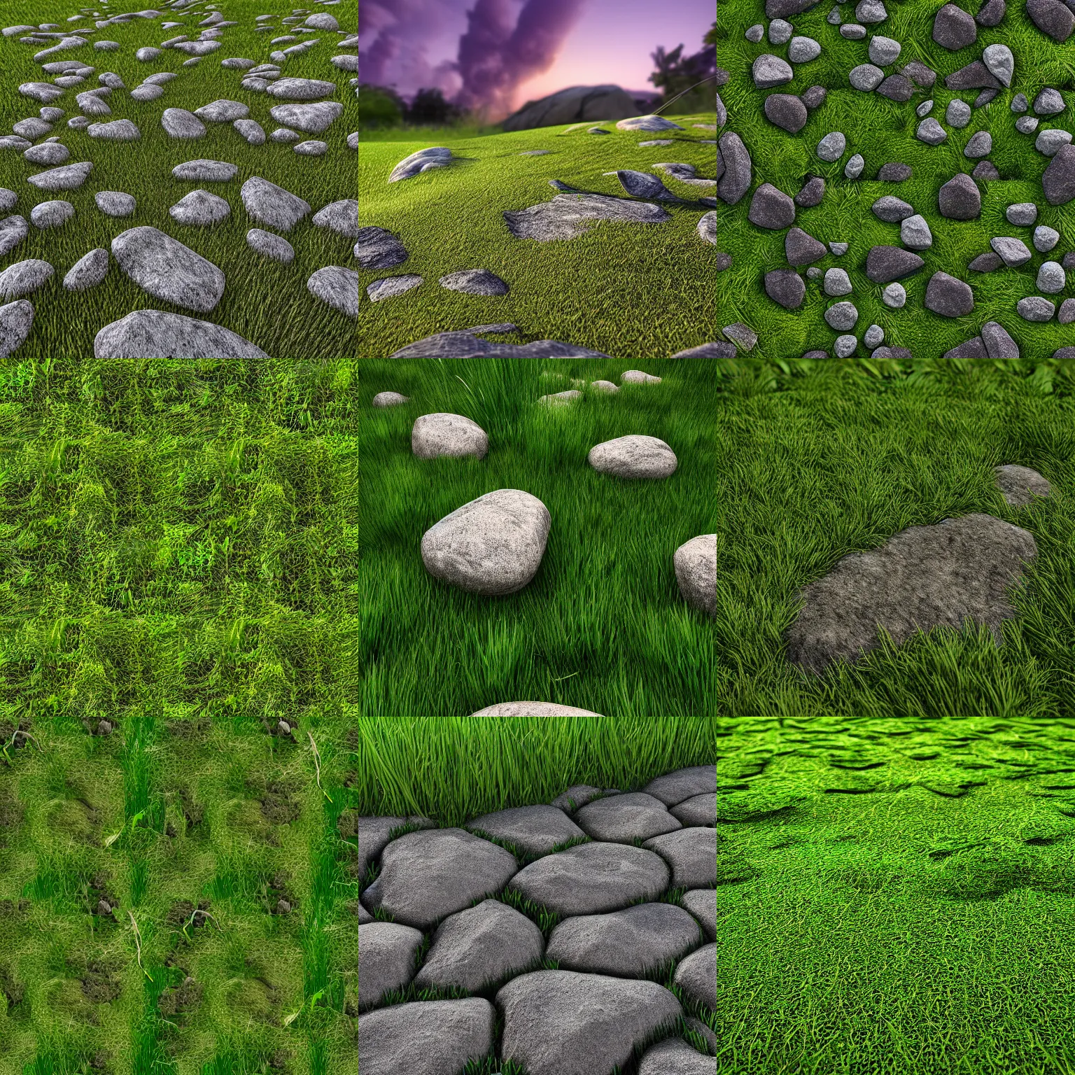Prompt: grass with path rock texture, seamless,4k resolution, photography, Substance material