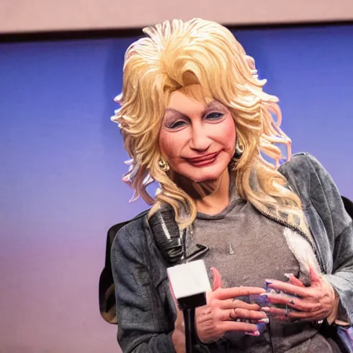 Image similar to Mark Zuckerberg dressed as teenage dolly parton in NYC, realistic, 8k resolution, hyperdetailed, highly detailed, real life, studio lighting, high quality, photo, cleavage,