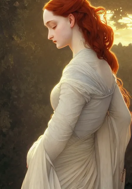 Image similar to sansa with long big nose, intricate, elegant, highly detailed, digital painting, artstation, concept art, smooth, sharp focus, illustration, art by artgerm and greg rutkowski and alphonse mucha and william - adolphe bouguereau