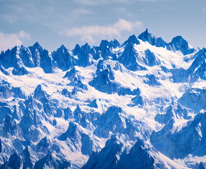 Image similar to 4 k hd, high detail photograph of mont blanc from far away, shot with sigma f / 4. 2, 2 5 0 mm sharp lens, wide shot, consistent, volumetric lighting, high level texture render