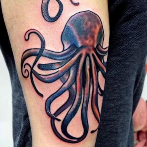 Image similar to surreal octopus tattoo