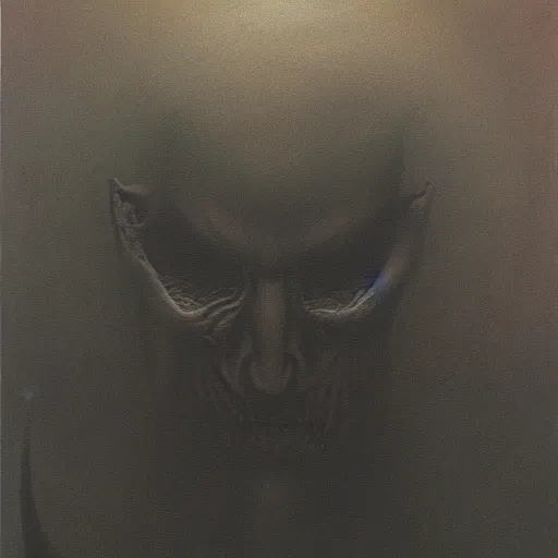 Image similar to The Devil by Zdzisław Beksiński, oil on canvas