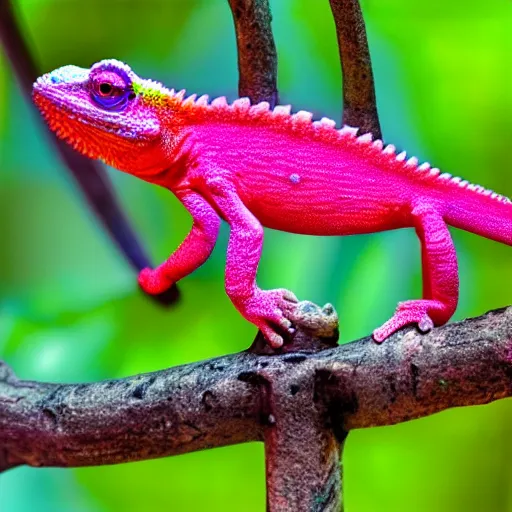 Prompt: a neon chameleon