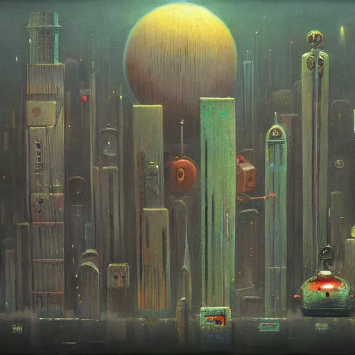Prompt: fantasy metropolis by Shaun Tan