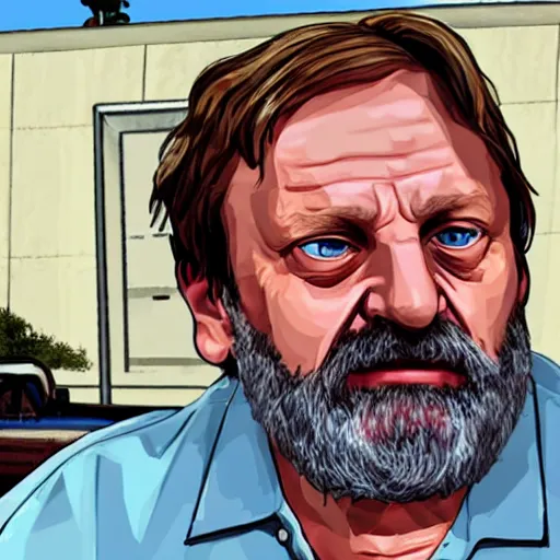 Image similar to Slavoj Žižek as a GTA charaacter