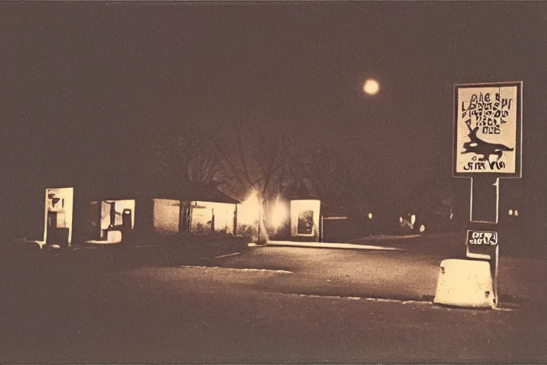 Prompt: vintage photo of the jersey devil, flash photography at night, retro 1 9 7 0 s kodachrome