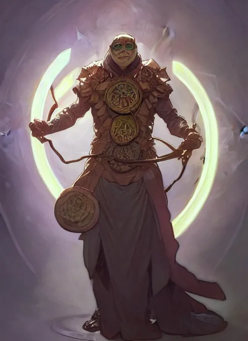 Prompt: digital character concept art by artgerm and greg rutkowski and alphonse mucha. clear portrait of an anthropomorphic tortoise cleric with glowing arcane runes painted on his shell, holding a pentagram shield, gritty coloring, intricate, elegant, digital painting, artstation, smooth, sharp focus