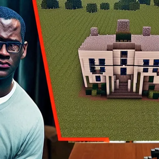 Image similar to get out ( 2 0 1 7 ) in minecraft, jordan peele