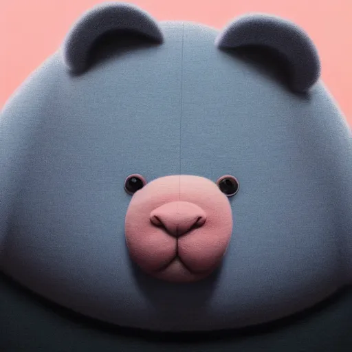 Prompt: detailed rendering of a pink chubby stuffed animal with dark blue shirt, gray triangle in face, by esao andrews, by james jean, humorous illustration, hyperrealistic, big depth of field, brilliant colors, 3 d octane render, 4 k, conceptart, hyperdetailed, trending on artstation