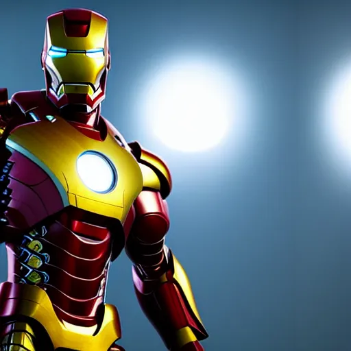 Prompt: still photo of alien iron man, highly detailed, photorealistic portrait, bright studio setting, studio lighting, crisp quality and light reflections, unreal engine 5 quality render