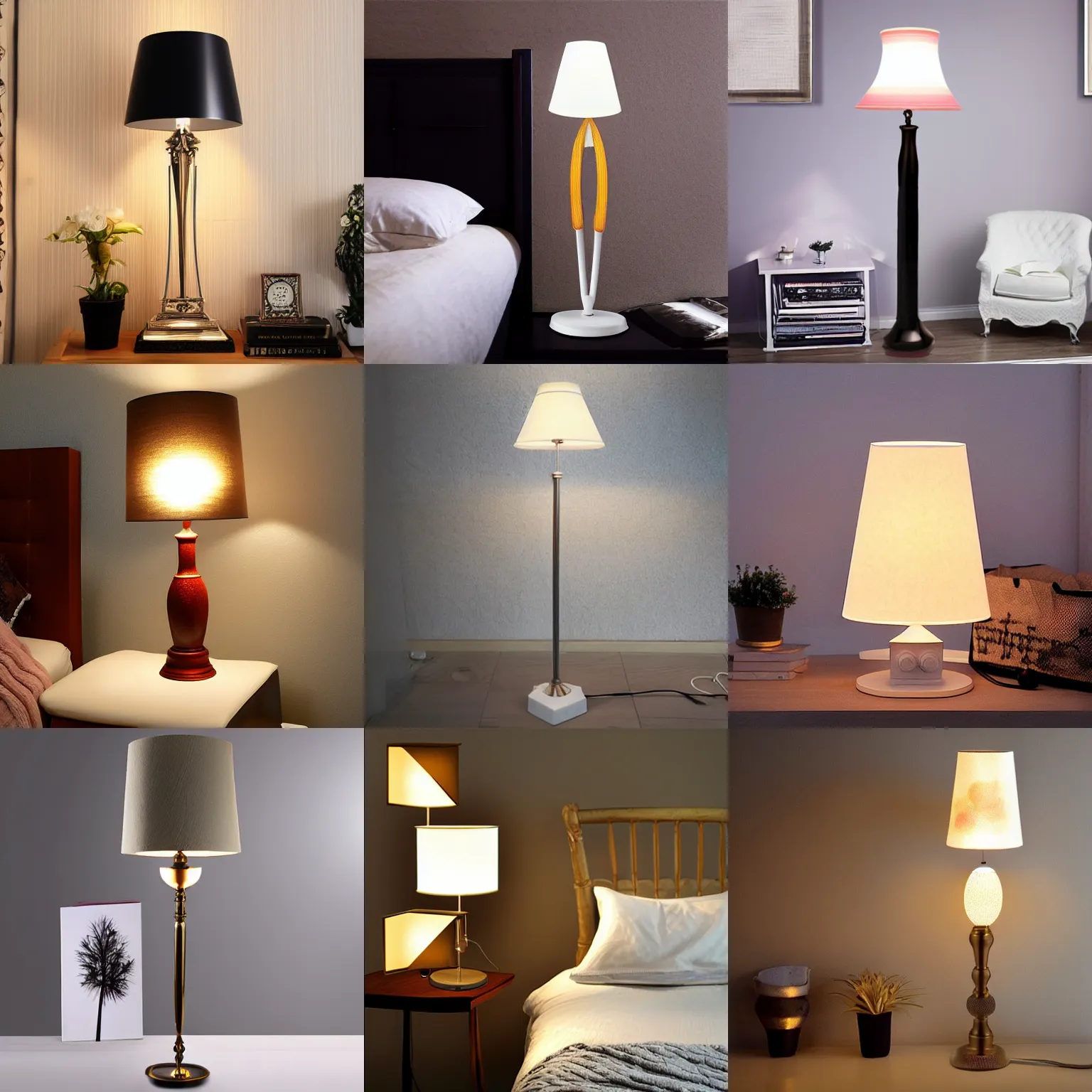 Prompt: stylish tall lamp bedside photo illumination hd