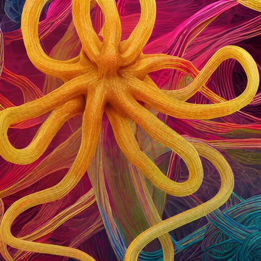 Prompt: tendrils, tentacles, mass of limbs, intertwined beings floating in space, high quality award - winning digital art, 4 k