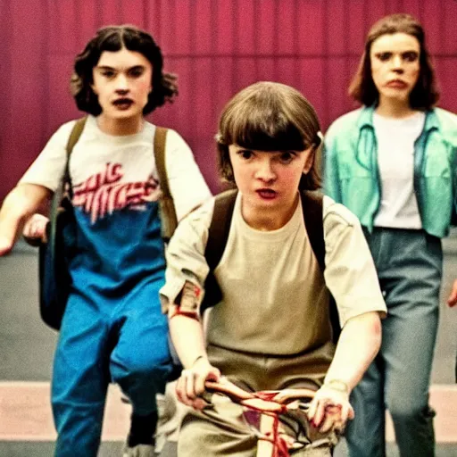 Image similar to a blurry still from stranger things