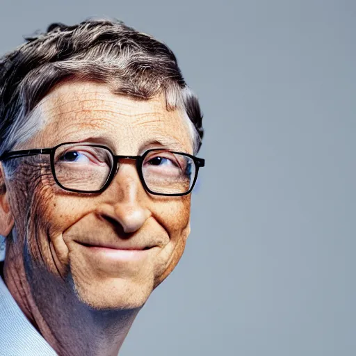 Image similar to portrait photo still of real life bill gates, 8 k, 8 5 mm f 1. 8