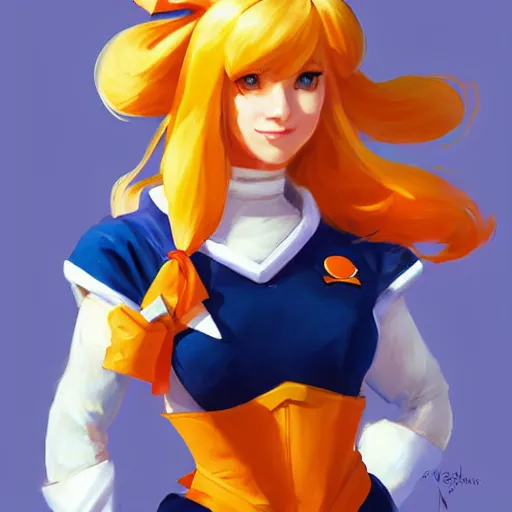 Image similar to greg manchess portrait painting of sailor venus as overwatch character, medium shot, asymmetrical, profile picture, organic painting, sunny day, matte painting, bold shapes, hard edges, street art, trending on artstation, by huang guangjian and gil elvgren and sachin teng