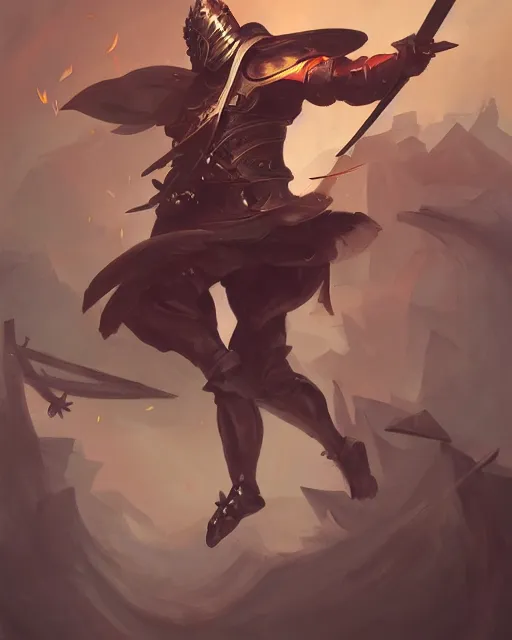 Prompt: action portrait of a knight dancing with swords, 4K trending on artstation by peter mohrbacher