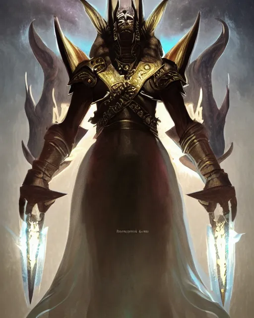 Image similar to Anubis Necromancer, magic the gathering artwork, D&D, fantasy, cinematic lighting, centered, symmetrical, highly detailed, digital painting, artstation, concept art, smooth, sharp focus, illustration, volumetric lighting, epic Composition, 8k, art by Akihiko Yoshida and Greg Rutkowski and Craig Mullins, oil painting, cgsociety