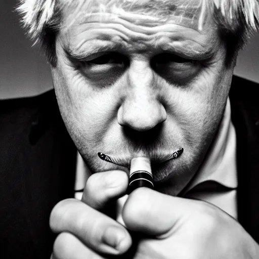 Image similar to medium shot photo of Boris Johnson smoking weed, 4k, ultra HD