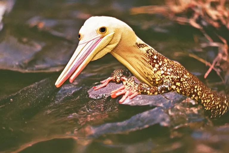 Image similar to a photo of a pelican salamander in its natural habitat, kodak ektachrome e 1 0 0 photography