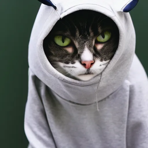 Prompt: cat with a hoodie