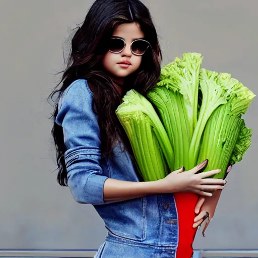 Image similar to selena gomez as celery armchair