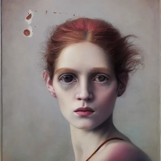 Prompt: portrait of beautiful girl with a pretty scar on her face by tom bagshaw, hilma af klint and emma kunz Zentrum