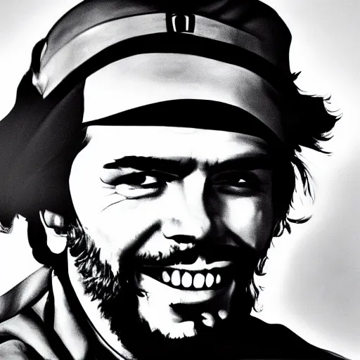 Prompt: insanely detailed portrait of che guevara smiling, high quality, 8k hd, 300 dpi, leica noctilux, studio lighting