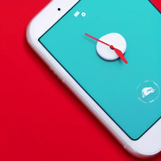 Image similar to Very tiny red alarm clock that looks like the iOS emoji and has the same colors, 3D clay render, 4k UHD, white background, isometric top down left view, diffuse lighting, zoomed out very far