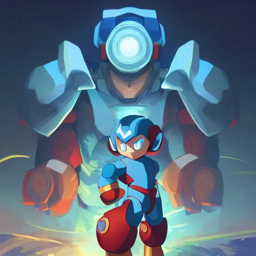 Image similar to hero world mega man, behance hd by jesper ejsing, by rhads, makoto shinkai and lois van baarle, ilya kuvshinov, rossdraws global illumination