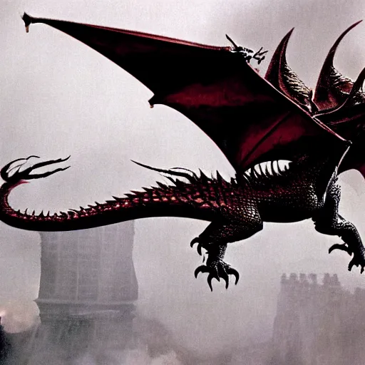 Image similar to dragon flying high, from the movie reign of fire, by steven speilberg