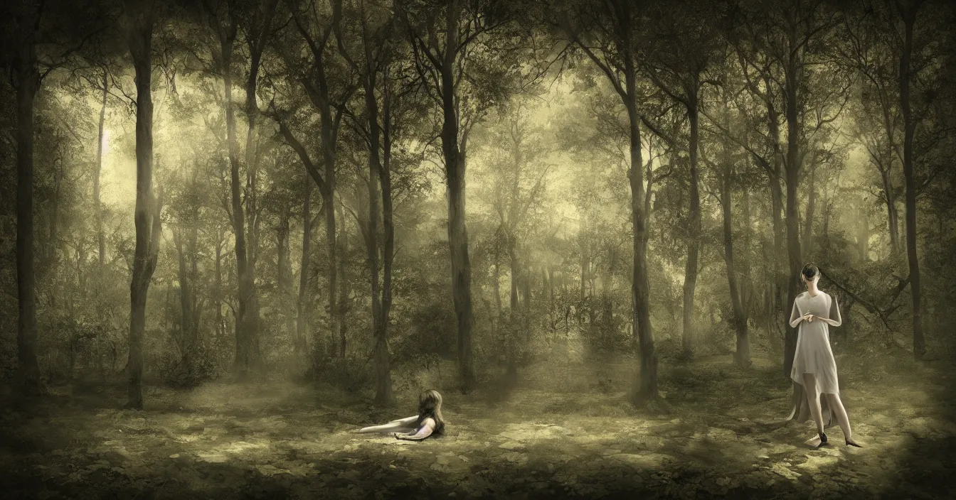 Image similar to the consciousness in the silent world behind the mirror, absolute peace and quiet ground, still moment, beautiful digital art, contrast shading, unreal engine, vray, style of sally mann