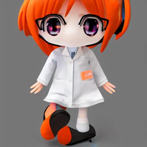 Prompt: cute fumo plush of a girl who is a lab technician, scientist, anime girl, orange lens flare, vray