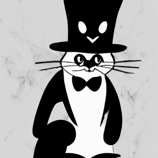 Image similar to a black cat with a top hat and a tuxedo