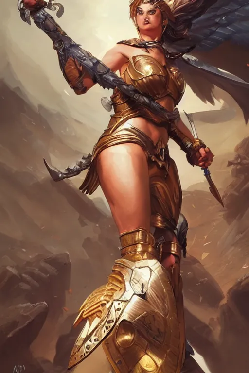 Image similar to amazon valkyrie athena, d & d, fantasy, portrait, highly detailed, headshot, digital painting, trending on artstation, concept art, sharp focus, illustration, art by artgerm and greg rutkowski and magali villeneuve