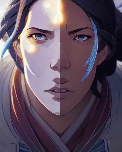 Prompt: avatar korra from the legend of korra, character portrait, portrait, close up, concept art, intricate details, highly detailed by greg rutkowski, michael whelan and gustave dore