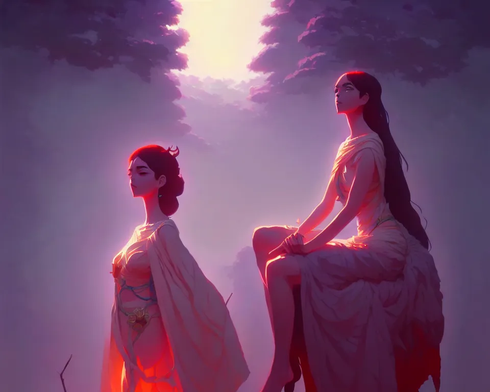 Prompt: extremely beautiful panting of goddess of the realm of the dead, by ilya kuvshinov, greg rutkowski and makoto shinkai, trending on artstation