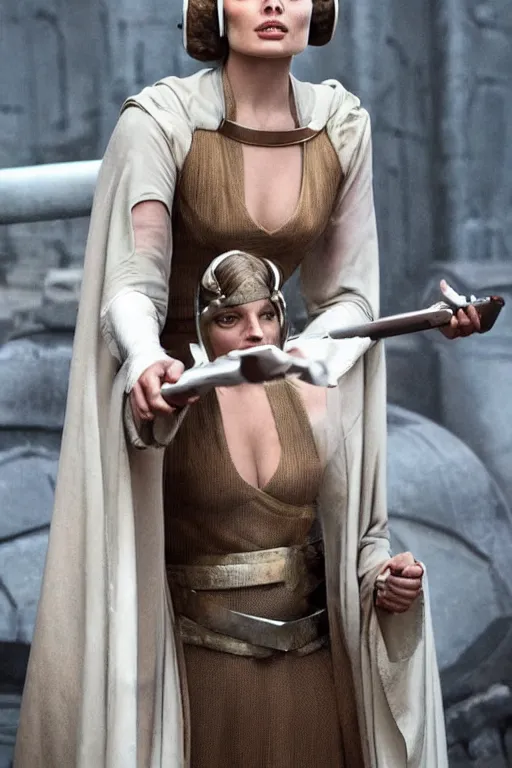 Image similar to margot robbie as princess leia