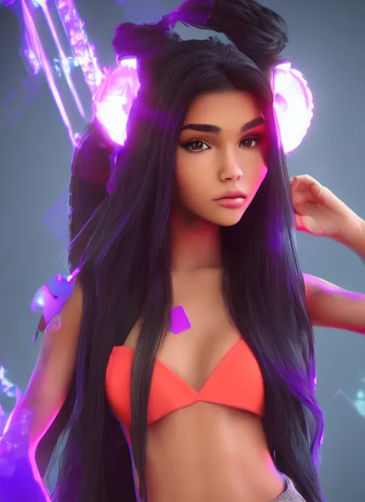 Image similar to Madison Beer as a video game character, digital art, unreal engine, unreal engine render, blender render, render, 4k, coherent