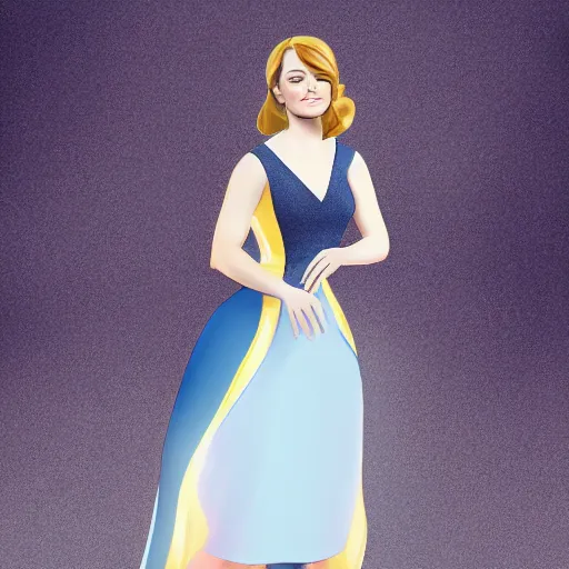 Image similar to full body portrait of Emma Stone as a Disney princess, professional studio lightening, volumetric lightening, photorealism