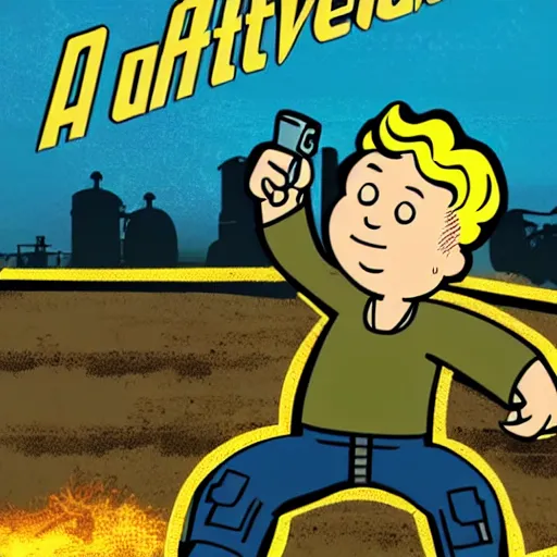 Image similar to fallout 4 info poster of vault boy holding uranium