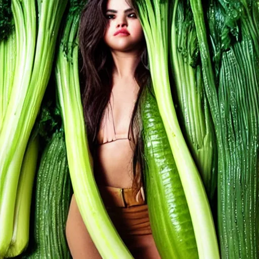 Image similar to selena gomez as celery hybrid