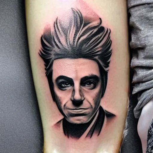 Image similar to tattoo design, stencil, portrait of rick sanchez by artgerm