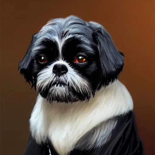 Image similar to Darth Vader as a Shih Tzu, detailed, centered, digital painting, artstation, concept art, donato giancola, Joseph Christian Leyendecker, WLOP, Boris Vallejo, Breathtaking, 8k resolution, extremely detailed, beautiful, establishing shot, artistic, hyperrealistic, beautiful face, octane render, cinematic lighting, dramatic lighting, masterpiece